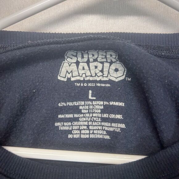 Super Mario Brothers Kids Large Graphic Print Sweatshirt Blue Casual Long Sleeve - Picture 2 of 8